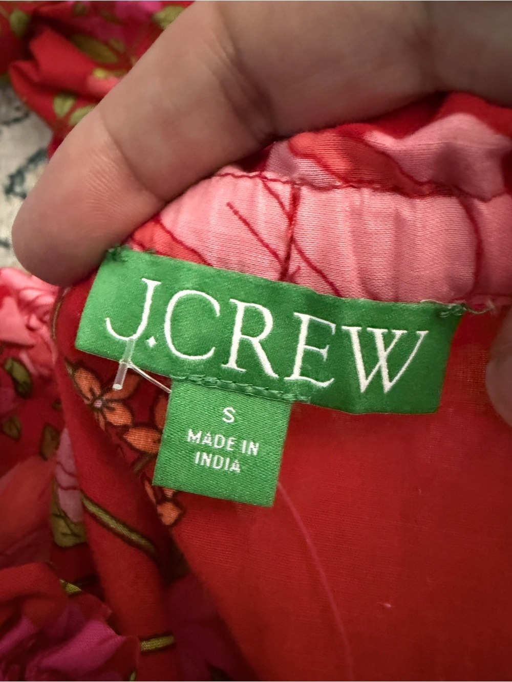 J. Crew Cotton Voile Red Floral Maxi Skirt Peony Vines S Oversized Lightweight - Picture 9 of 11